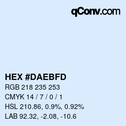 Color code: HEX #DAEBFD | qconv.com