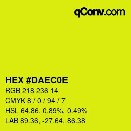 Color code: HEX #DAEC0E | qconv.com
