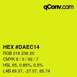 颜色代码: HEX #DAEC14 | qconv.com