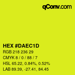 Color code: HEX #DAEC1D | qconv.com