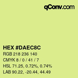 カラーコード: HEX #DAEC8C | qconv.com