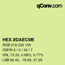 Color code: HEX #DAEC9B | qconv.com