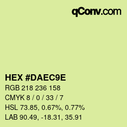 颜色代码: HEX #DAEC9E | qconv.com