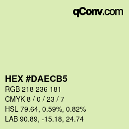 Farbcode: HEX #DAECB5 | qconv.com