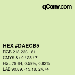 Color code: HEX #DAECB5 | qconv.com