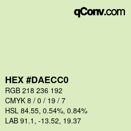 Farbcode: HEX #DAECC0 | qconv.com