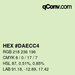 Color code: HEX #DAECC4 | qconv.com