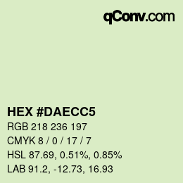 Color code: HEX #DAECC5 | qconv.com