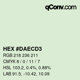 Color code: HEX #DAECD3 | qconv.com