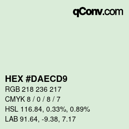 カラーコード: HEX #DAECD9 | qconv.com