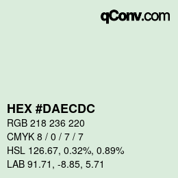 Color code: HEX #DAECDC | qconv.com