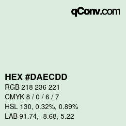 颜色代码: HEX #DAECDD | qconv.com