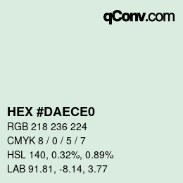 Color code: HEX #DAECE0 | qconv.com