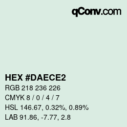 Color code: HEX #DAECE2 | qconv.com