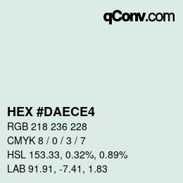 Color code: HEX #DAECE4 | qconv.com