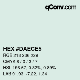 Code couleur: HEX #DAECE5 | qconv.com