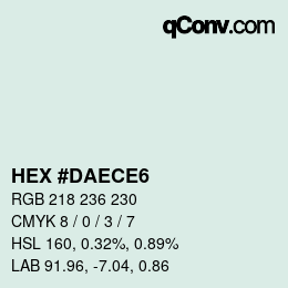カラーコード: HEX #DAECE6 | qconv.com