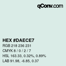 Código de color: HEX #DAECE7 | qconv.com