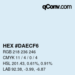 Color code: HEX #DAECF6 | qconv.com