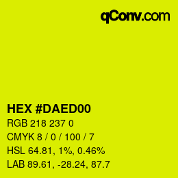 颜色代码: HEX #DAED00 | qconv.com