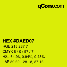 颜色代码: HEX #DAED07 | qconv.com