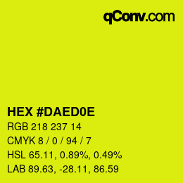 Color code: HEX #DAED0E | qconv.com