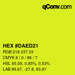 颜色代码: HEX #DAED21 | qconv.com