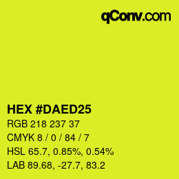 カラーコード: HEX #DAED25 | qconv.com