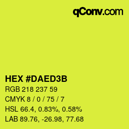 Color code: HEX #DAED3B | qconv.com