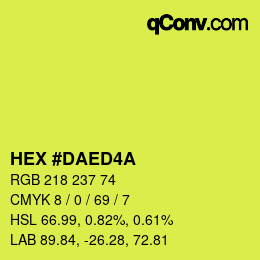 Color code: HEX #DAED4A | qconv.com