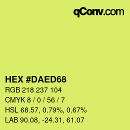 颜色代码: HEX #DAED68 | qconv.com
