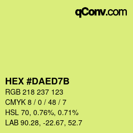 Color code: HEX #DAED7B | qconv.com