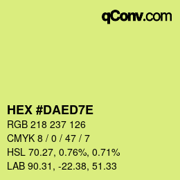 Code couleur: HEX #DAED7E | qconv.com