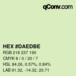 Color code: HEX #DAEDBE | qconv.com