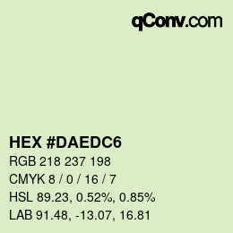 Color code: HEX #DAEDC6 | qconv.com