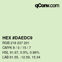 Color code: HEX #DAEDC9 | qconv.com