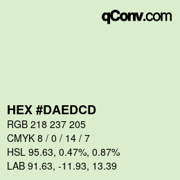 Color code: HEX #DAEDCD | qconv.com