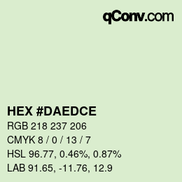 Color code: HEX #DAEDCE | qconv.com