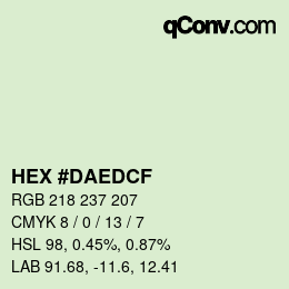 Color code: HEX #DAEDCF | qconv.com
