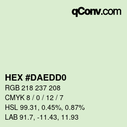 Color code: HEX #DAEDD0 | qconv.com