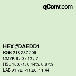 Color code: HEX #DAEDD1 | qconv.com