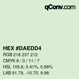 Code couleur: HEX #DAEDD4 | qconv.com