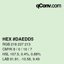 Color code: HEX #DAEDD5 | qconv.com