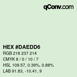 Color code: HEX #DAEDD6 | qconv.com