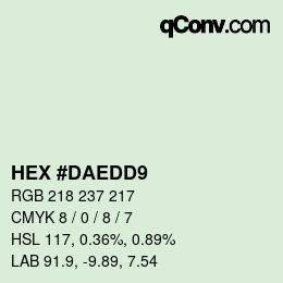 Código de color: HEX #DAEDD9 | qconv.com