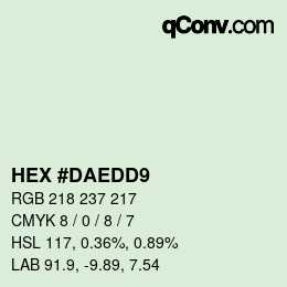 カラーコード: HEX #DAEDD9 | qconv.com