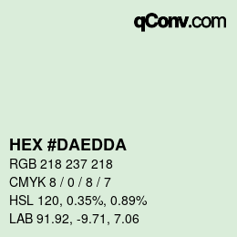 Color code: HEX #DAEDDA | qconv.com