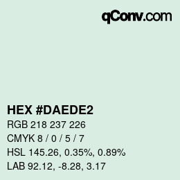 カラーコード: HEX #DAEDE2 | qconv.com