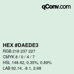 カラーコード: HEX #DAEDE3 | qconv.com