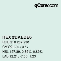 Color code: HEX #DAEDE6 | qconv.com